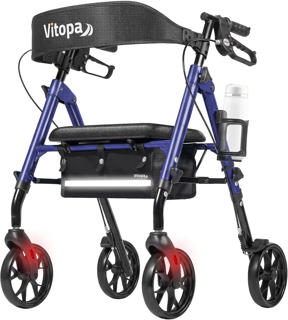 Walkers for Seniors with Seat W20S, Ultra-Stable Foldable Rollator