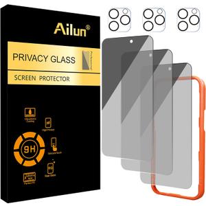 Ailun 3 Pack Privacy Screen Protector for iPhone 16 Pro Max [6.9 inch]+ 3 Pack Camera Lens Protector,Dynamic Island Compatible,Anti Spy Tempered Glass[9H Hardness][Not for iPhone 16e/16/16Pro/16Plus]