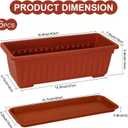 6 Packs Window Box Planter, 17 Inches Flower Window Box Rectangular Plastic Vegetable Planters with Trays for Windowsill, Patio, Garden, Balcony, Brick Red