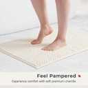 FRESHMINT Chenille Bath Rugs Set - 2 Piece (17"x24" + 20"x32"), Non-Slip Bath Mats, Absorbent, Washable, Cream White