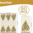 3 x 60 Pack Vintage Christmas Tree Themed Guest Napkins 4.3  7.8Inch Cream Snowflake Christmas Tree Disposable Lunch Dinner Napkins Christmas Day Party Family Gathering Table Decoration
