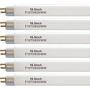 16" F10T5/830/L Fluorescent Light Bulb Replacement for Jasco,Philips,Linear T5 10W 3000K Warm White Bulbs,G5 Miniature Bipin Base,(6 Pack)