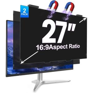 2Pack Magnetic 27 Inch Privacy Screen for Computer Monitor 16:9 Aspect Ratio, Hanging Removable Anti-Blue/Glare Protector Film, Anti Spy Desktop Security Private Filter 27in