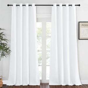 NICETOWN 50% Blackout White Living Room Curtain 108 inches Long - Grommet Thermal Insulated Cold & Heat Blocking Window Treatment Sound Reducing Drape for Bedroom (1 Piece, W52 x L108)