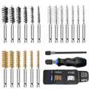 MAXAMN Wire Brush for Drill 18-Pack, Wire Brushes for Cleaning Rust Tube Automotive, Nylon, Brass, Stainless Steel Bristles Bore Brush with 1/4" Hex Shank and Tool Bag for Power Drill Impact Driver