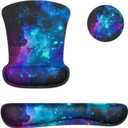 Wrist Rest Support Ergonomic Gel Mouse Pad & Memory Foam Keyboard Set Non-Slip Rubber PU Base Easy Typing and Relieve Wrist Pain Mouse Mat for Computer Office - Nebula Galaxy (01_starry Universe)