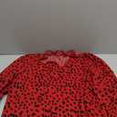 Avanova Women Leopard Print Ruffle V Neck Top 3/4 Long Sleeves Work Business Blouses Shirt (Medium, Red)