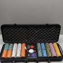 Versa Games Poker Chips - Clay Poker Chips Set - 13.5g 500 Piece Crown Casino Poker Set with Numbers Denomination - Upgraded Poker Set Case