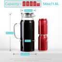 Bivvclaz 1.6 Liter 54 oz Glass Pitcher with Lid and Handle, Glass Carafe Water Pitcher for Hot/Cold Water, Iced Tea, Drinks, Coffee, Juice and Homemade Beverage