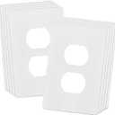ENERLITES Screwless Duplex Wall Plate Covers, Child Safe Receptacle Outlet Covers, Size 1-Gang 4.68"x 2.93",Unbreakable Polycarbonate Thermoplastic,SI8821-W-10PCS,Glossy, White, 10 Pack