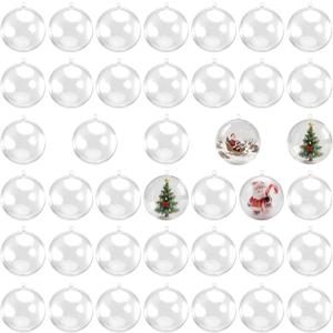 MANCHAP 40 PCS 3.15 Inch Clear Ornament Balls, 80mm Plastic Fillable Sphere, Transparent Acrylic Ball for DIY, Crafts, Wedding Decor