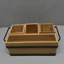 PTSTING Silverware Caddy Wood Utensil Holder Paper Plate Dispenser Silverware Utensil Caddy Cutlery Flatware Organizer Box for Spoons Forks Plates Napkins
