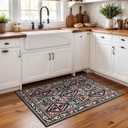 Black Rug 2'x3' - Small Washable Entry Rug Floral Boho Diamond Area Rug for Entryway Kitchen Bathroom Door Mat Indoor Entrance, Pet & Kids Friendly Stain & Fade Resistant Non Slip Carpet