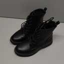 Apakowa Girls Combat Boots Side Zipper Ankle Booties (Toddler/Little Kid/Big Kid) (Black-pu) Size 4