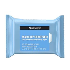 Neutrogena Makeup Remover Wipes, Daily Ultra-Soft Micellar Cleansing Wipes Gently Remove Oil & Makeup with No Heavy Residue, formulated without alcohol & Made with Plant-Based Cloth, 25 ct, 2 Pack