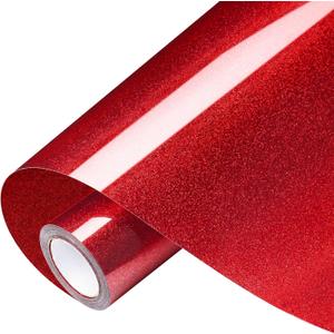 VinylRus Glitter Heat Transfer Vinyl Rolls-10 x 8ft Red Iron on Vinyl for Shirts,Glitter HTV Vinyl for All Cutter Machine VinylRus Glitter Heat Transfer Vinyl Rolls-10 x 8ft Red Iron on Vinyl for Shirts,Glitter HTV Vinyl for All Cutter Machine