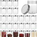 Naivees Plastic Mason Jars Reusable Storage Containers with Silver Airtight Lid 8 Ounce Clear Jars for Dry Foods, Coffee,BPA Free (32 Pack-Black)