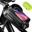 ROCKBROS Bike Phone Mount Frame Bag, Oversized EVA Waterproof Bike Phone Holder Bicycle Top Tube Front Frame Bag Bikes Accessories Gifts Pouch for Phones Under 7.5 (Black-1.7L)