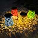 4pack Solar Lanterns Outdoor Waterproof Hanging Lights Gifts for Women Metal Small Decorative LED Lanterns for Yard, Patio, Lawn, Tabletop, Pathway, Landscape, Garden Decor