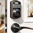 Veise Fingerprint Door Lock with 2 Lever Handles - Keyless Entry Door Lock, Electronic Keypad Deadbolt, Digital Smart Code & Front Handle Sets, Auto-Locking, Easy Installation, Oil Rubbed Bronze