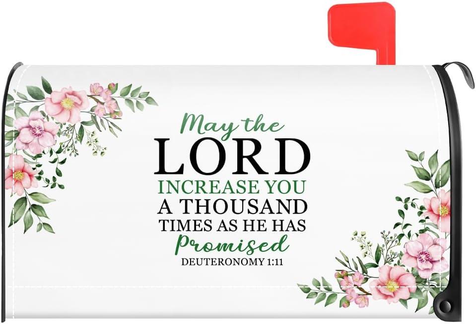 TOUNER May The Lord Increase You A Thousand Times As He Has Promised Bible Verse Mailbox Covers, Christian Magnetic Letter Box Wrap, Christian Post Box Decor for Outdoor Garden Yard