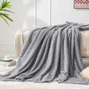 BEDELITE Fleece Throw Blanket for Couch  3D Ribbed Jacquard Soft and Warm Decorative Fuzzy Blanket  Cozy, Fluffy, Plush Lightweight Grey Throw Blankets for Bed, Sofa, 50x60 inches