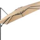 BPS 10'x10' Cantilever Umbrella Replacement Canopy for 8 Ribs Square Offset Umbrella, Outdoor Canopy Replacement for Patio Parasol, Canopy Only (Coastal Khaki)