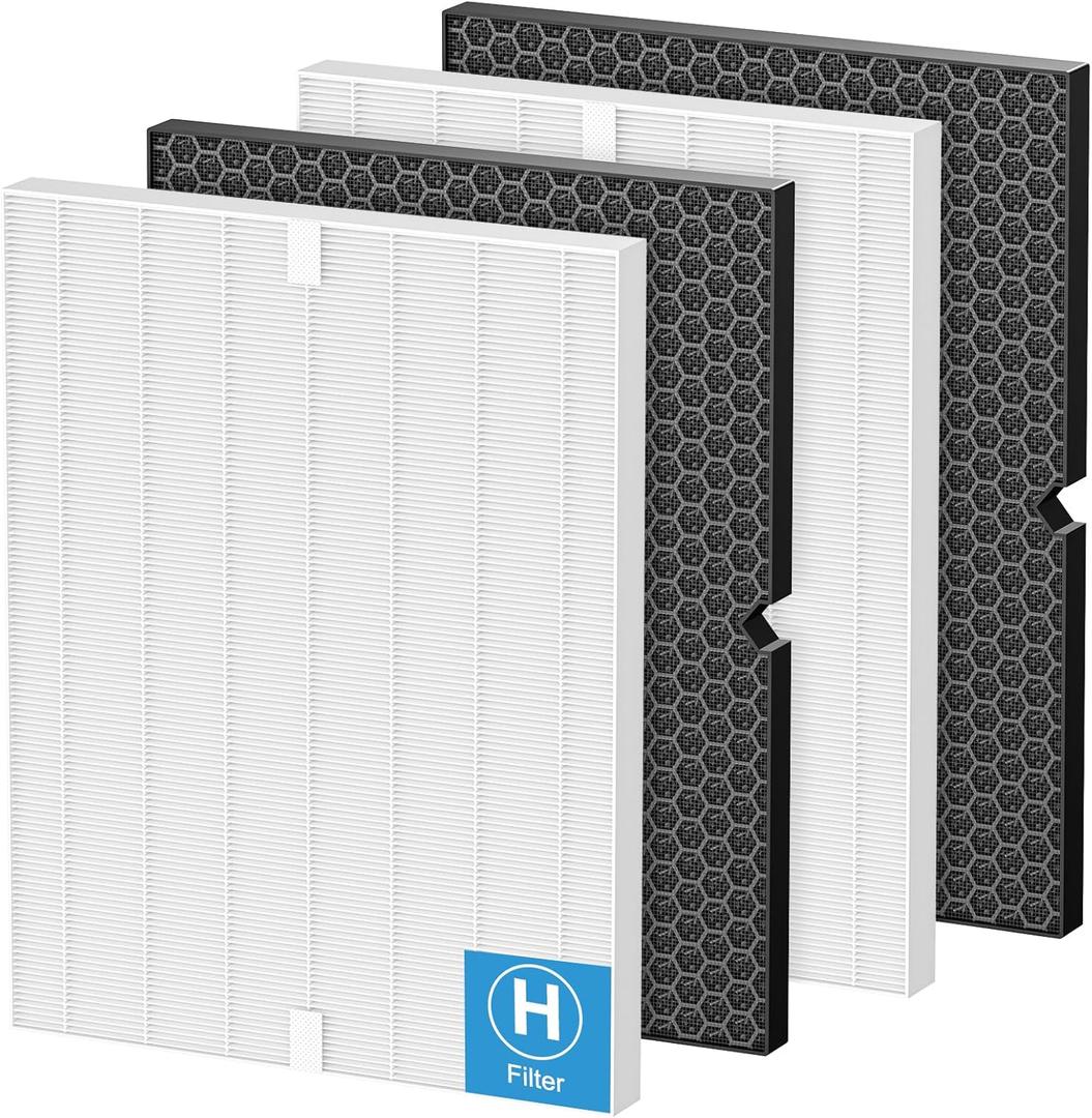 116130 Replacement Filter H Compatible with Winix 5500-2 PlasmaWave and AM80 Air Purifier, 2 Pack Combo Replacement HEPA Filter and Activated Carbon Filters