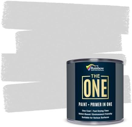 THE ONE Paint & Primer: Most Durable All-in-One Furniture Paint, Cabinet Paint, Front Door Paint, Wall Paint, Bathroom, Kitchen - Fast Drying Craft Paint Interior/Exterior (Light Grey, Gloss, 8.5oz)