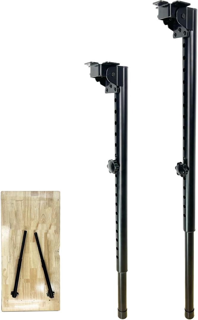 Benbuoo Folding Adjustable Table Legs 21 to 35 inch, Metal Telescopic Storage Desk Legs for Outdoor Camper, RV, Coffee Dinner Table, Tabletops, Kitchen, DIY Bar Desk, Tablesaw, 2pcs Black