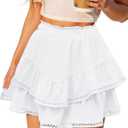 American Trends Skorts for Women Dressy Casual Flowy Shorts Boho Ruffle Tiered Skirts High Waist Mini Tennis Golf Skirt (Small, White)