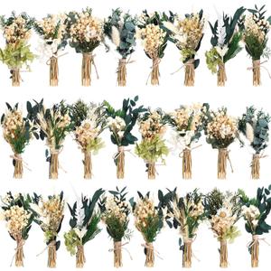 Layhit 24 Pcs Boho Dried Flower Bouquet Mini Wedding Handmade Dry Flowers Decor for Vase Crafts DIY Photo Boutonniere for Men Floral Plant for Bridesmaid Gift Birthday Decor(Greenery)