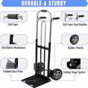 Folding Hand Truck Dolly - 600 LB Capacity, Heavy-Duty Wheels and Compact Design for Moving Heavy Loads in Warehouses, Offices, Homes, and Shopping