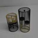 Juvale Set of 2 Black and Gold Geometric Candle Holders for Modern Table Decor (2 Sizes) - Black and Gold Candle Holder Set for Table Centerpieces