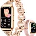 GADIXY Fitness Tracker, Smart Watch 7 Day+ Battery with 24/7 Heart Rate/Step/Calories, Activity Tracker, Aluminium Case, Blood Oxygen Sleep Monitor,IP68 Fitness Watches for Women Android & iOS (Gold+Pink)