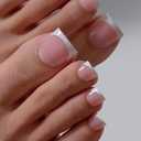 BTArtbox Press On Toenails - Lamp-Curable Sharp Square Toe Nail Press Ons with Glue for Women, Semi-Transparent French Tip Fake Toe Nail Tips in 15 Sizes - 30 Toenails Kit, Ma'am