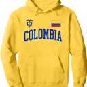 Vintage Retro Colombia Flag Colombian Pride Pullover Hoodie L