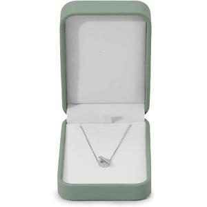 PU Leather Necklace Box Velvet Interior Necklace Gift Box Pendant Case Long Chain Display Storage Case for Wedding Birthday Mother's Day (Green)