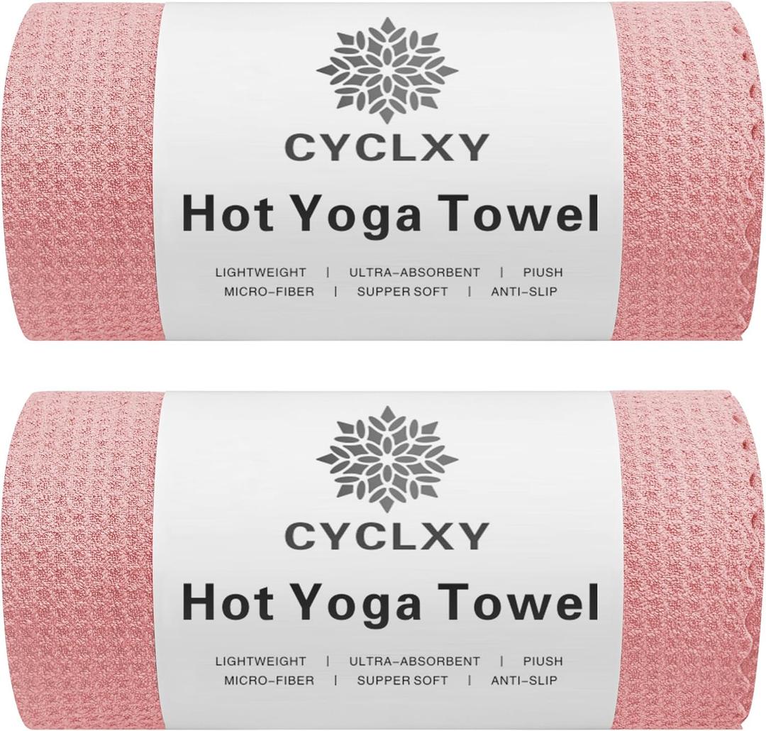 2 Pack Hot Yoga Towels,Yoga Towels for Hot Yoga Non Slip,Microfiber Super-Absorbent Yoga Mats Towel, Pilates,Bikram,Yoga Gear, Lint Free Long Bath Towels,Waffle Bath Towels for Bathroom (72.00" x 26.50")