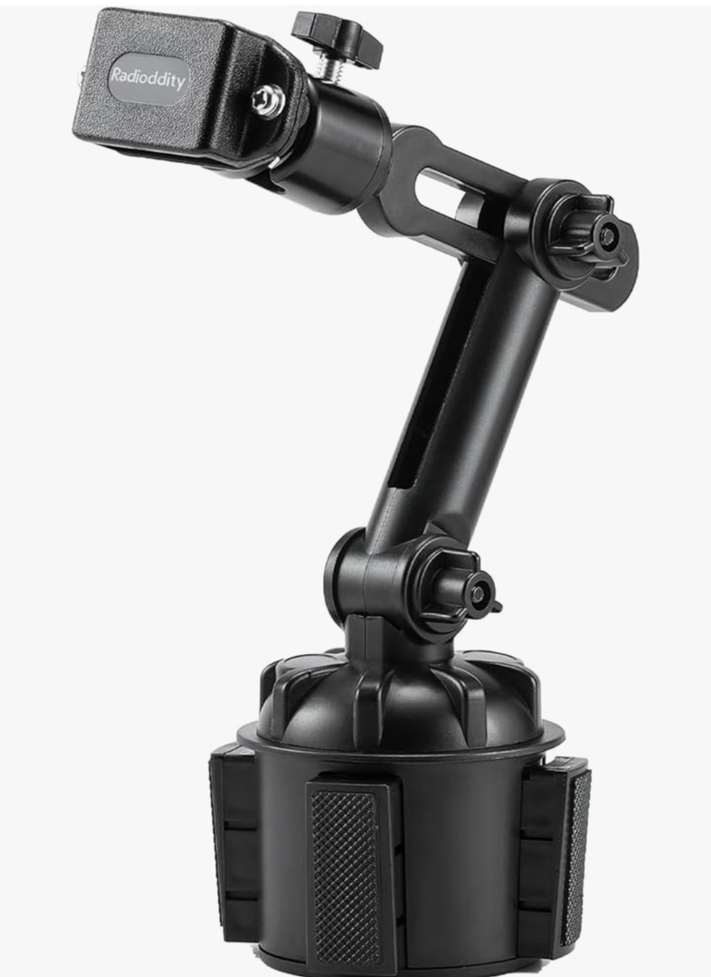 Radioddity RH1 Cup Holder Radio Mount, Adjustable Length and Height, Secure and Stable for Handheld Radio, Car Mobile Radio, Two Way Radio, Walkie Talkies