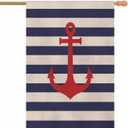 AOYEGO Anchor House Flag Vertical Double Sided Burlap Striped Marine Vector Background Farmhouse Yard Outdoor Seasonal Flags Decoration 28 x 40 Inches