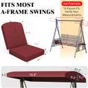 Outdoor Porch Swing Cushions 3 Seater with Swing Canopy, Replacement Cushions for Outdoor Swing, Patio Swing Cushion 25D Foam (Red)
