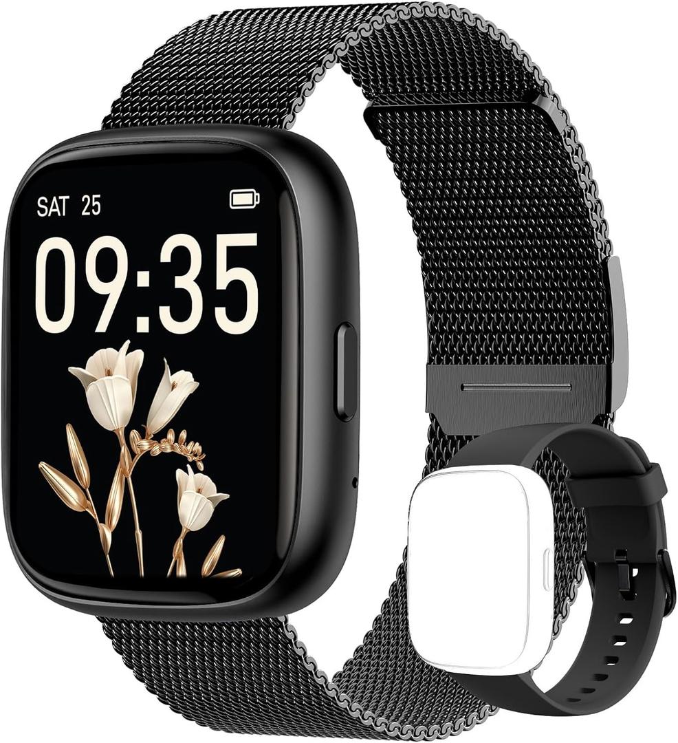 Smart Watch for Women Men, No Phone No APP Needed,1.83" Fitness Tracker Watch with Heart Rate/Step Tracker/Pedometer/Sleep, IP68 Waterproof Metal Smartwatch Compatible iOS Android (Carbon Black-Metal)