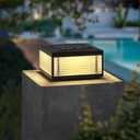 Modern Solar Post Light, Outdoor IP65 Waterproof Landscape Luxury Column Lantern Lamp for Fence Deck Pillar Cap Patio Garden Decoration with 4 Different Lighting Color