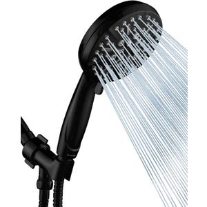 Matt Black Shower Head with Handheld Spray High Pressure-Multifunction Strong Flow Rain Massage Showerhead with Extra long Hose and Adjustable Overhead Holder La Mejor Regaderas Modernas Para Ducha