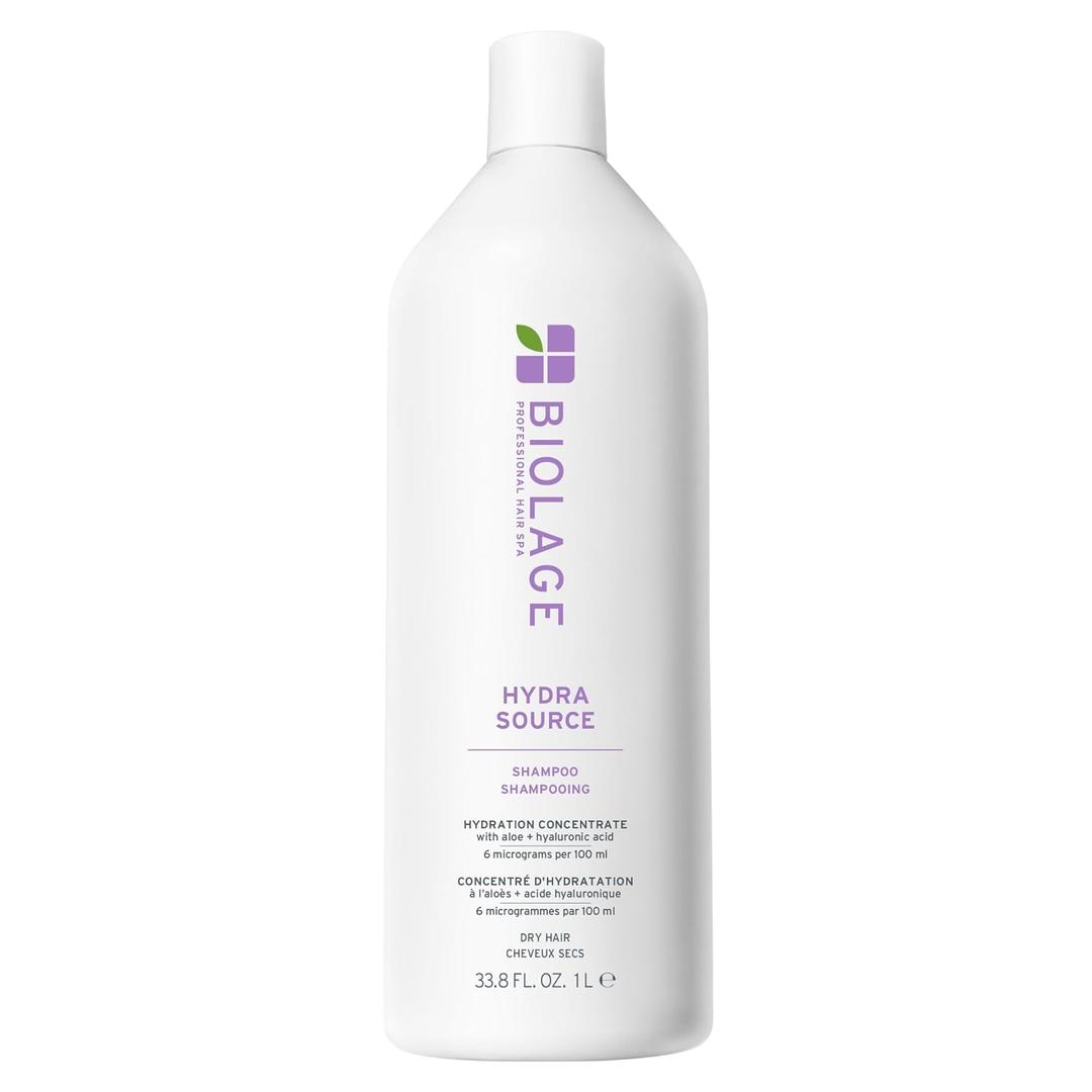 Biolage Hydra Source Shampoo - Softens & Adds Shine, For Dry Hair, Infused with Micro-Filtered Aloe Vera & Fermented Hyaluronic Acid, Vegan & Paraben-Free,   (33.8 Fl Oz (Pack of 1))