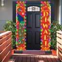 Diwali Party Decorations - Happy Diwali Door Banner Diwali Decoration for Home Deepavali Festival of Lights Banner Porch Hanging Sign for Indian Holiday Wall Doorway Decor, 11.8in70.9in