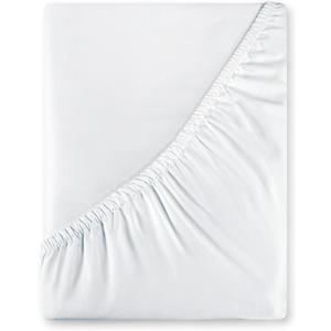 Royale Linen 400 Thread Count 100% American Grown Cotton Fitted Sheet Twin Size - All Around Elastic Fitted Sheet - Luxury Sateen Weave - Snug Fit Bottom Sheet Fit Up to 16" (Twin, Signature White)