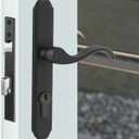 ReigaHood Offset Euro Mortise Storm Door Handle Complete Set Fits for Pella Screen Door Hardware, 2-1/2" Handle PZ, 7/8" Backset, 7-1/4" Trimplate H.C., Non-Handed, Matte Black