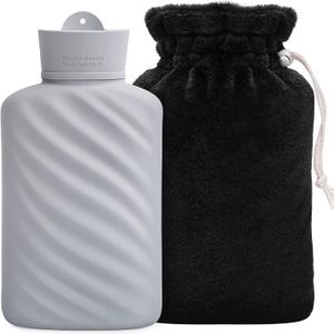 Microwaveable Silicone Hot Water Bottle with Cover(1 Liter), MEETRUE Innovative BPA-Free Silicone Hot Water Bag Hot Water Bottles for Pain Relief, Hot & Cold Therapies-Gift for Women Children Elderly